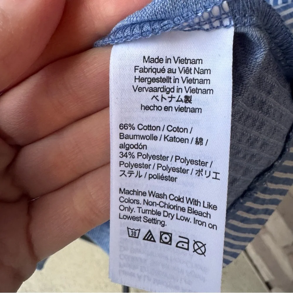 J. Crew Seersucker Striped Square Neck Top